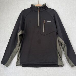 Simms Pullover Mens Large Black Gray Quarter Zip Fleece Fishing Outdoor Jacket